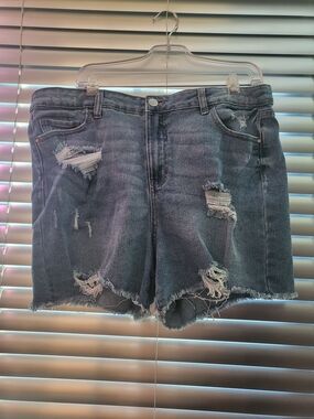 NOBO Distressed Women's Denim Shorts - Blue